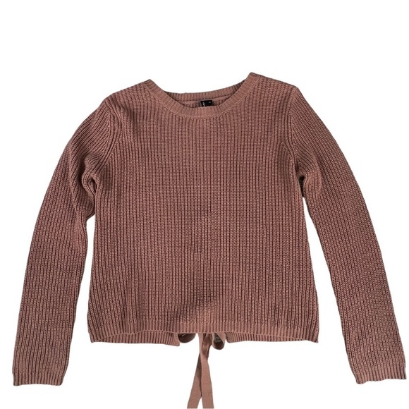 Moon & Madison Pink Mauve Sweater Tie Back Lacing Lace Up Woman’s Sweater Size M - Picture 5 of 14